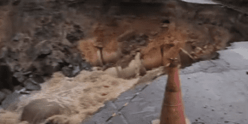 PB-032 é interditada após cratera aumentar com fortes chuvas na Paraíba