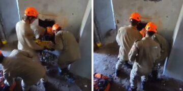 Trabalhador da construção civil cai de altura de 12 metros em fosso elevador
