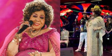 Alcione cai no palco durante show no Maranhão; artista assegura que está bem