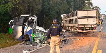 Acidente com 23 mortos e 5 feridos no PR: PRF diz que carreta invadiu pista contrária e bateu de frente com micro-ônibus