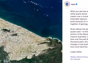 ‘Deserto feito de água’: Nasa publica imagem dos Lençóis Maranhenses vista do espaço