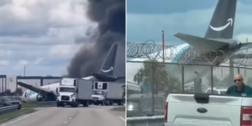 Avião cargueiro da Amazon sai da pista em Miami e deixa 5 mortos