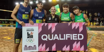 Brasil garante vagas olímpicas masculina e feminina no vôlei de praia em torneio realizado em João Pessoa
